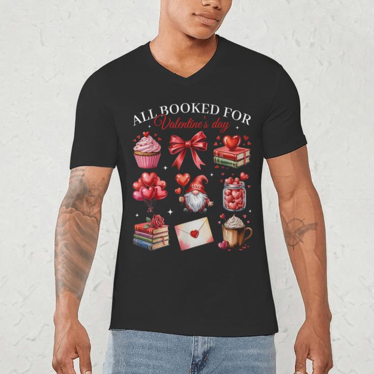 All Booked For Valentine Coquette Bow Girl Women Teacher Men's V-Neck T-Shirt