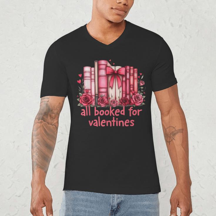 All Booked For Valentines Coquette Bow Book Lover Bookworm Men's V-Neck T-Shirt All Booked For Valentines Coquette Bow Book Lover Bookworm Men's V-Neck T-Shirt