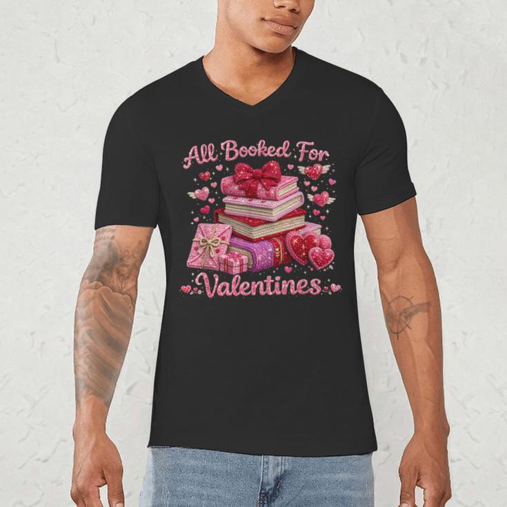 All Booked Valentine's Girly Teacher Coquette Love Men's V-Neck T-Shirt