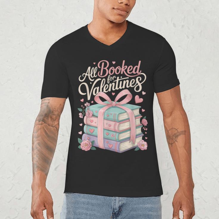 All Booked For Valentines Stacked Books Men's V-Neck T-Shirt