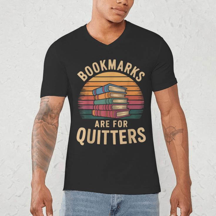 Bookmarks Are For Quitters Reading Book Lovers Men's V-Neck T-Shirt