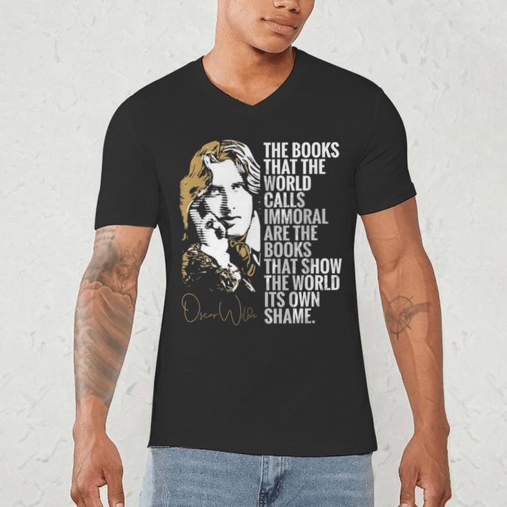 Books Called Immoral World's Shame Dorian Gray Oscar Wilde Men's V-Neck T-Shirt Books Called Immoral World's Shame Dorian Gray Oscar Wilde Men's V-Neck T-Shirt