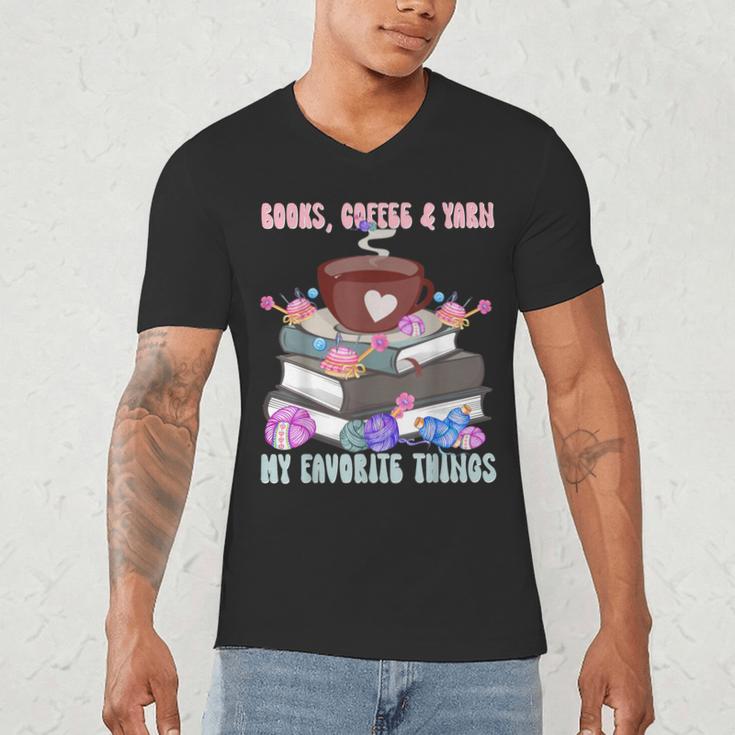 Books Coffee Yarn Lover My Favorite Things Men's V-Neck T-Shirt