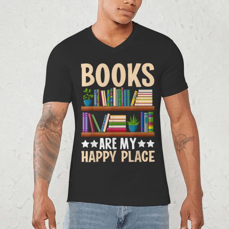 Books Are My Happy Place Men's V-Neck T-Shirt Books Are My Happy Place Men's V-Neck T-Shirt