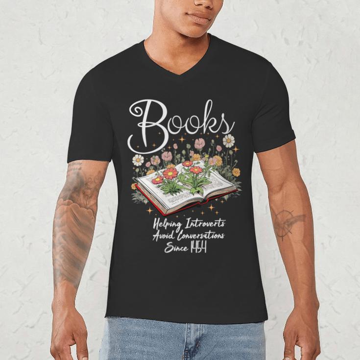 Books That Help Introverts Since 1454 Conversations Men's V-Neck T-Shirt Books That Help Introverts Since 1454 Conversations Men's V-Neck T-Shirt