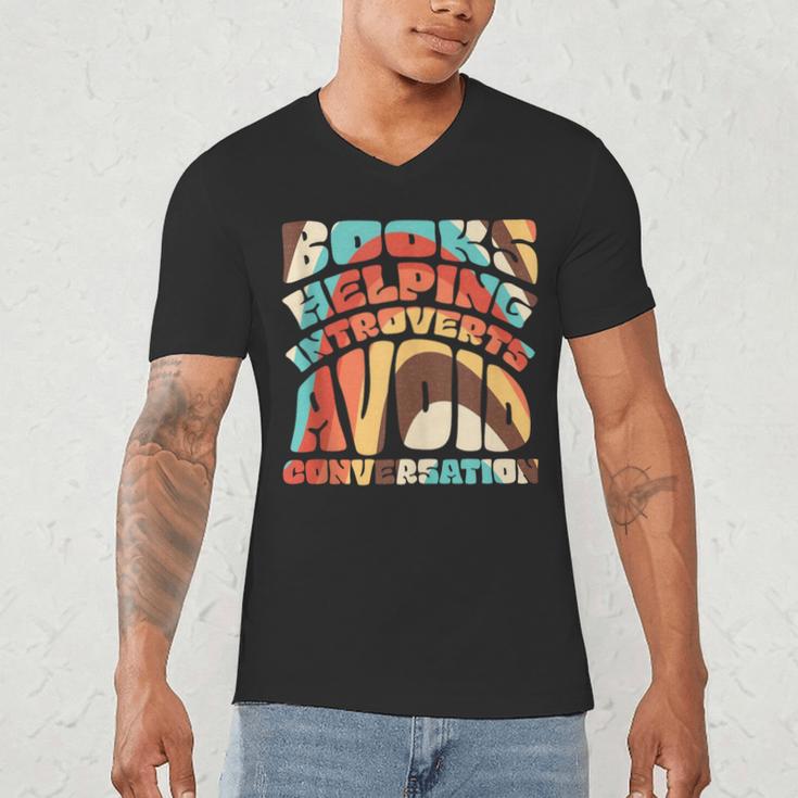 Books Helping Introverts Avoid Conversation Men's V-Neck T-Shirt