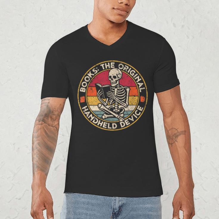 Books The Original Handheld Device Vintage Book Reading Men's V-Neck T-Shirt