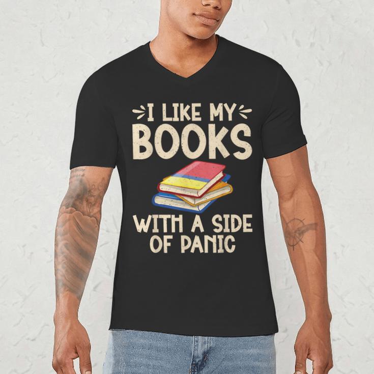 I Like My Books With a Side Of Panic Thriller Men's V-Neck T-Shirt