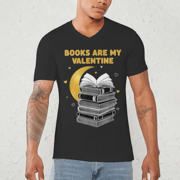 Books Are My Valentine Cute Book Lover Valentine's Day Men's V-Neck T-Shirt
