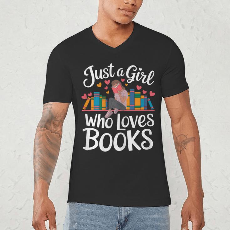 Bookworm Book Just A Girl Who Loves Books Men's V-Neck T-Shirt