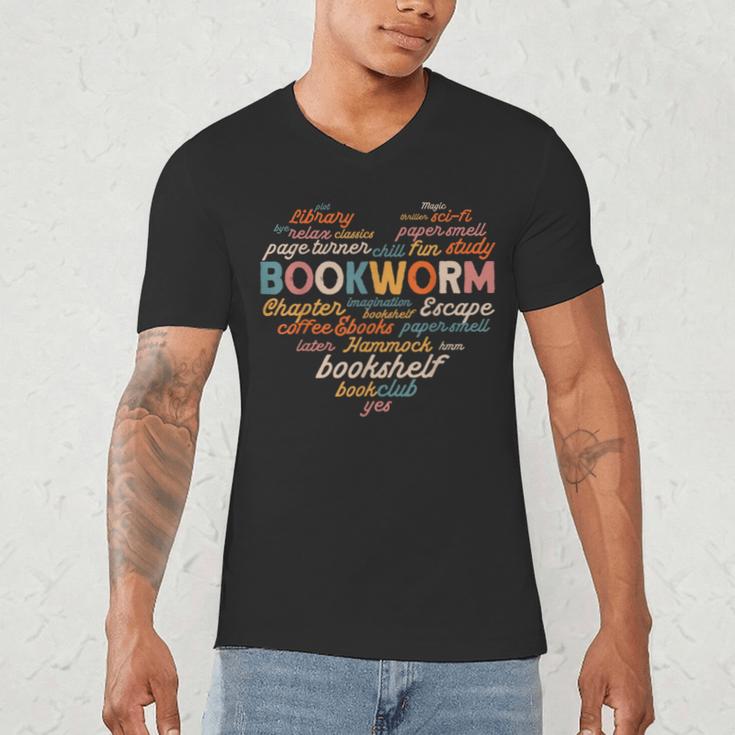 Bookworm Words Heart Book Lover Reader Reading Fun Men's V-Neck T-Shirt Bookworm Words Heart Book Lover Reader Reading Fun Men's V-Neck T-Shirt