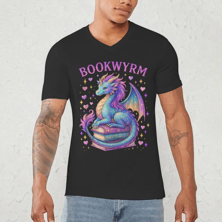 Bookwyrm Just a Girl Who Loves Dragons Books Dragon Reader Men's V-Neck T-Shirt