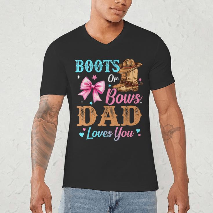Boots Or Bows Dad Loves You Gender Reveal Daddy Men's V-Neck T-Shirt