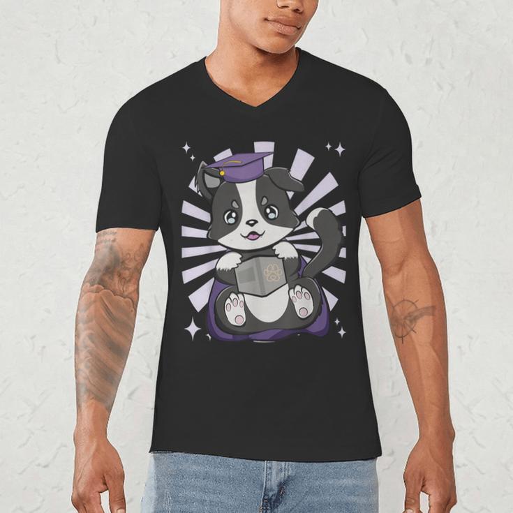 Border Collie Dog Lover Cute Anime School Graduation Men Women Kids Men's V-Neck T-Shirt