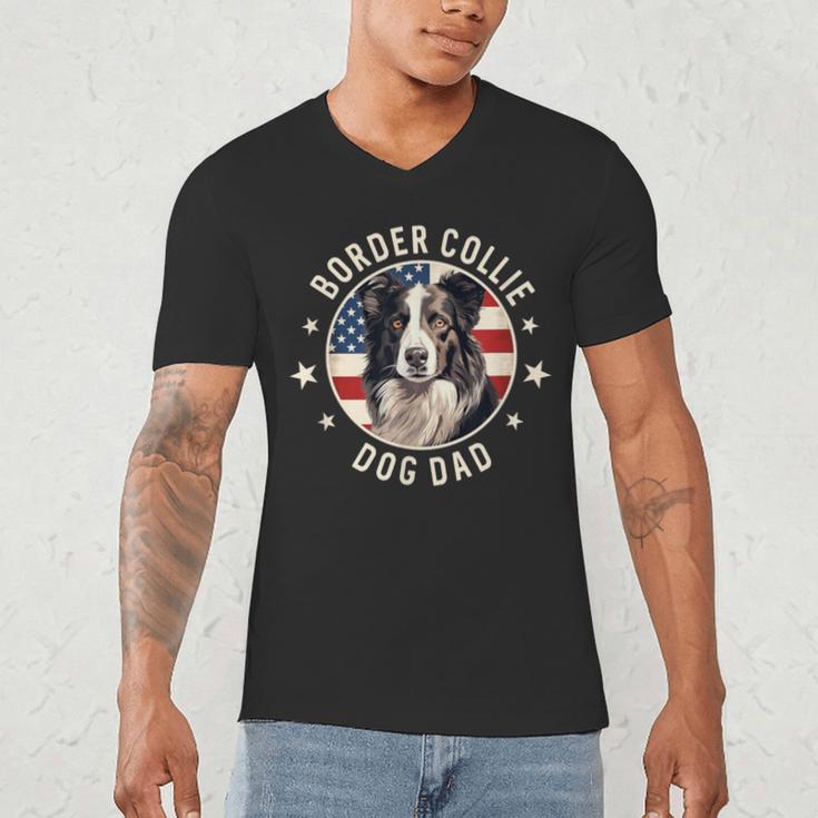 Border Collie Dog Owner For Men Border Collie Dad Men's V-Neck T-Shirt