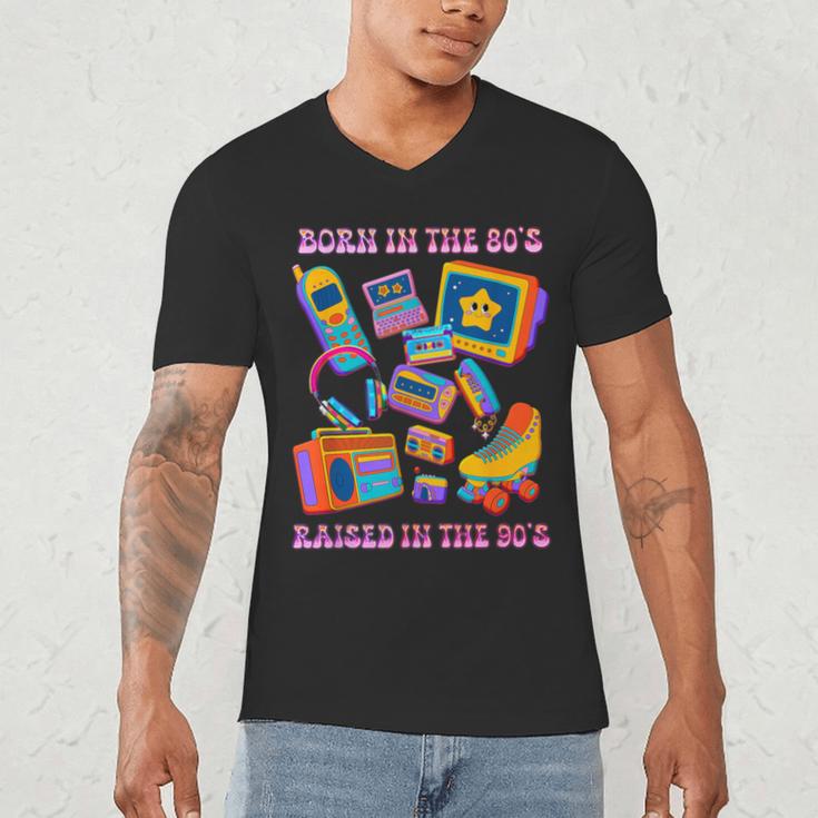 Born In The 80s Raised In The 90s Nostalgia Retro Memories Men's V-Neck T-Shirt
