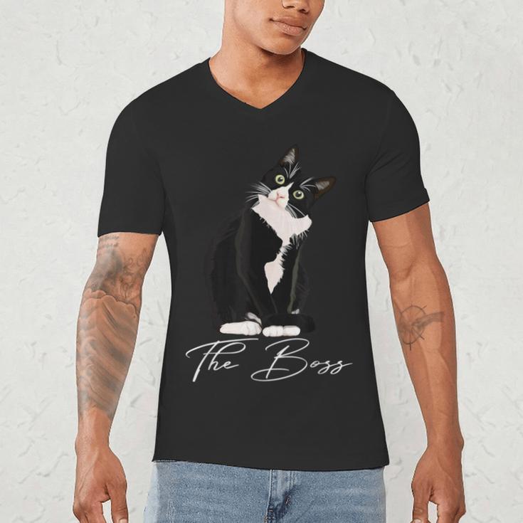 Boss Tuxedo Cat Lovers Tee Shirt For Mom Dad Men's V-Neck T-Shirt