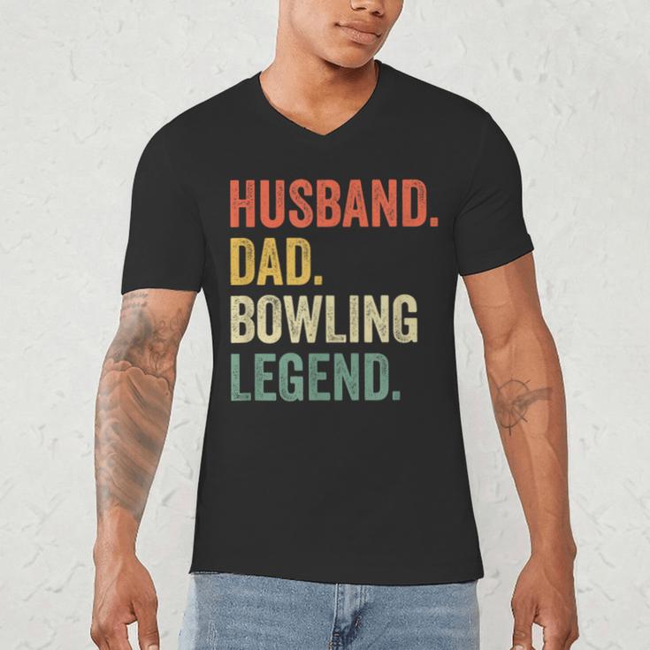 Bowler Husband Dad Bowling Legend Father's Day Men's V-Neck T-Shirt