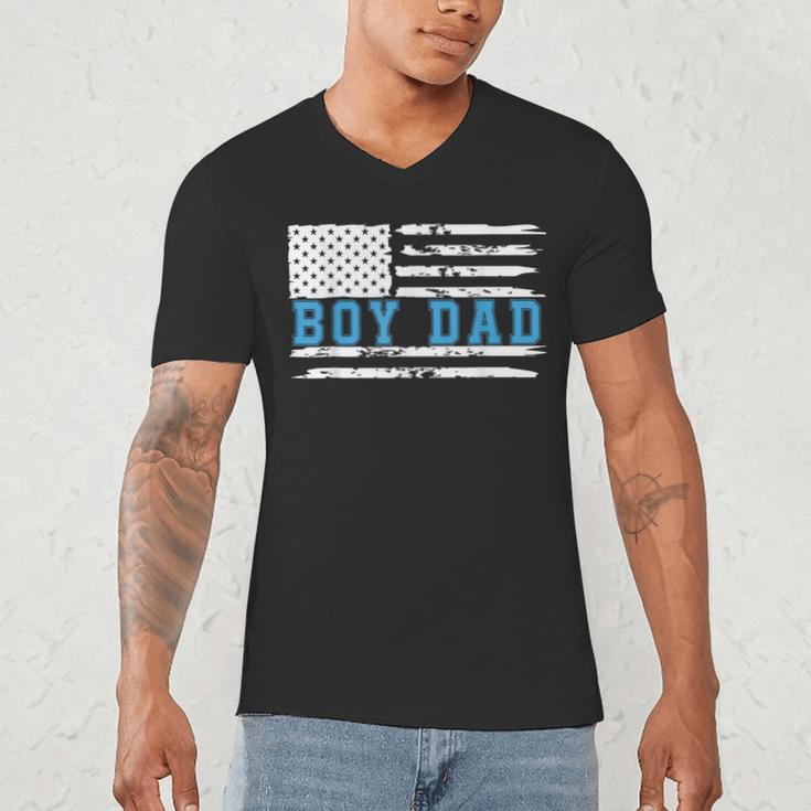 Boy Dad Proud Dad Of Boy Father Of Boy Shirt For Dad US Flag Men's V-Neck T-Shirt