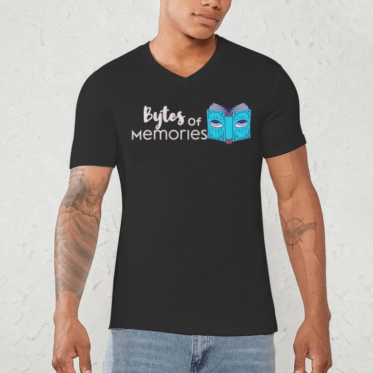 Bytes Of Memories Digital Nostalgia Concept Line Men's V-Neck T-Shirt