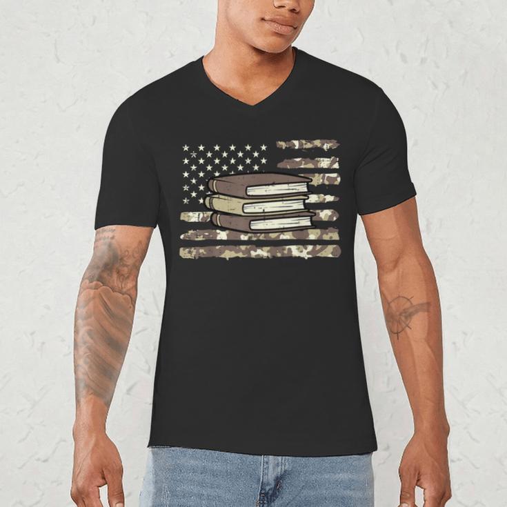 Camo Across America Read Reading Book Librarian Men Women Men's V-Neck T-Shirt Camo Across America Read Reading Book Librarian Men Women Men's V-Neck T-Shirt
