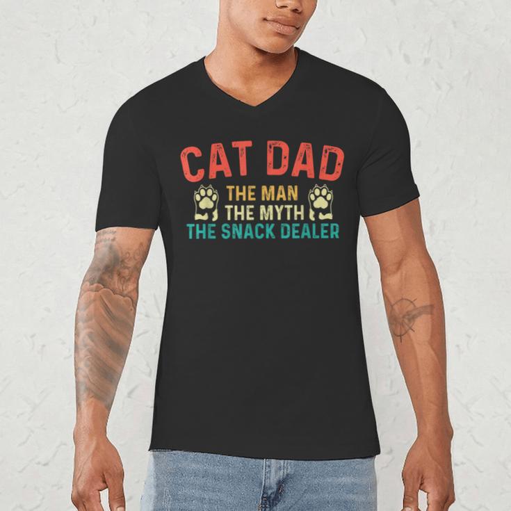 Cat Dad The Man The Myth Cat Lover Kitten Owner Kitty Men's V-Neck T-Shirt Cat Dad The Man The Myth Cat Lover Kitten Owner Kitty Men's V-Neck T-Shirt