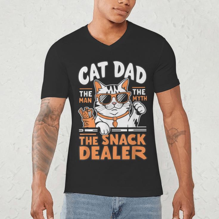 Cat Dad The Man The Myth The Snack Dealer Men's V-Neck T-Shirt