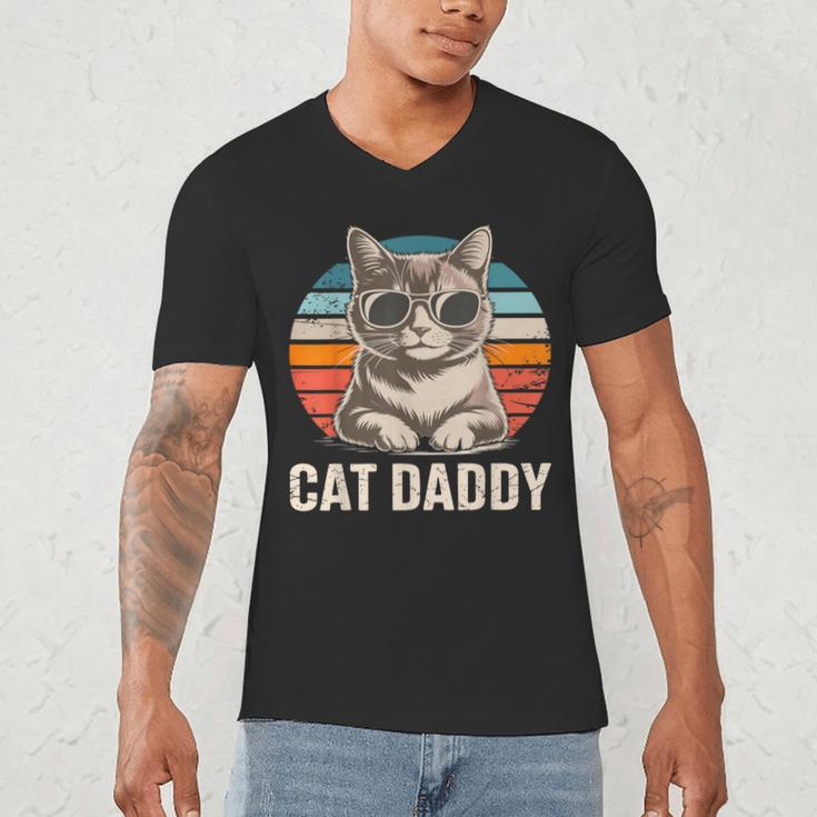 Cat Daddy Shirt Men Cat Lover Dad Fathers Day Men's V-Neck T-Shirt