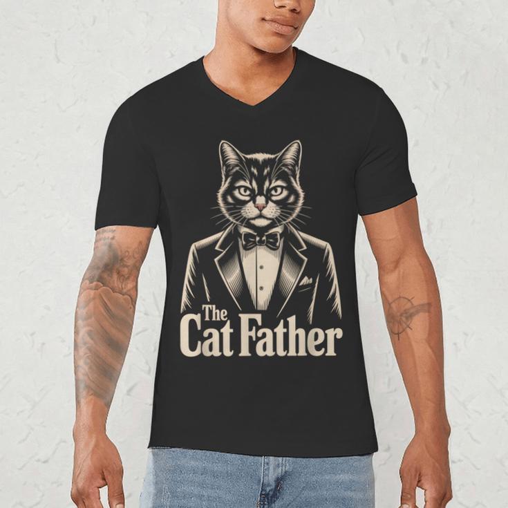 Cat Lover The CatFather Cat Dad Men's V-Neck T-Shirt