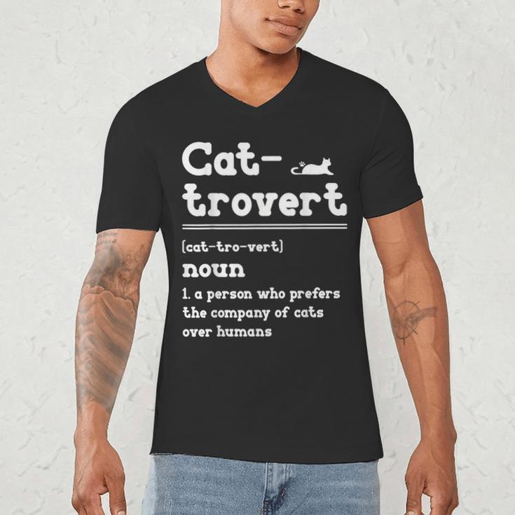 Cat-Trovert Definition Cat Introvert Pet Lover Men's V-Neck T-Shirt Cat-Trovert Definition Cat Introvert Pet Lover Men's V-Neck T-Shirt