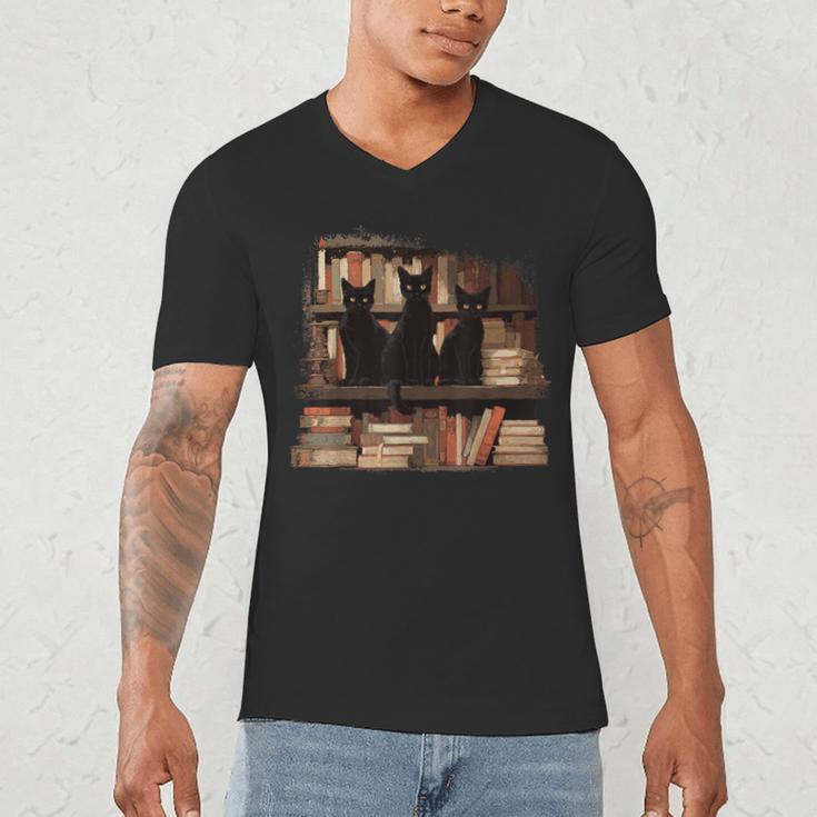 Cats Antique Books Academia Library Aesthetic Bookworm Men's V-Neck T-Shirt Cats Antique Books Academia Library Aesthetic Bookworm Men's V-Neck T-Shirt