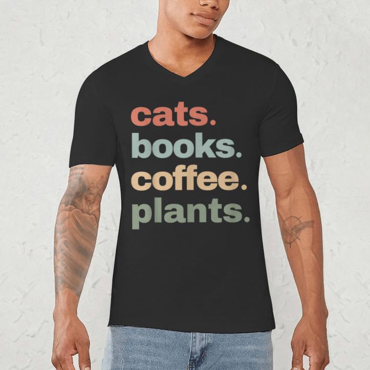 Cats Books Coffee Plants Gardening Mama Mom Mothers Men's V-Neck T-Shirt