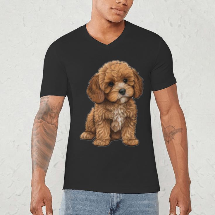 Cavapoo Breed Pet Lover Art Dog For Mom Dad Kids Men's V-Neck T-Shirt