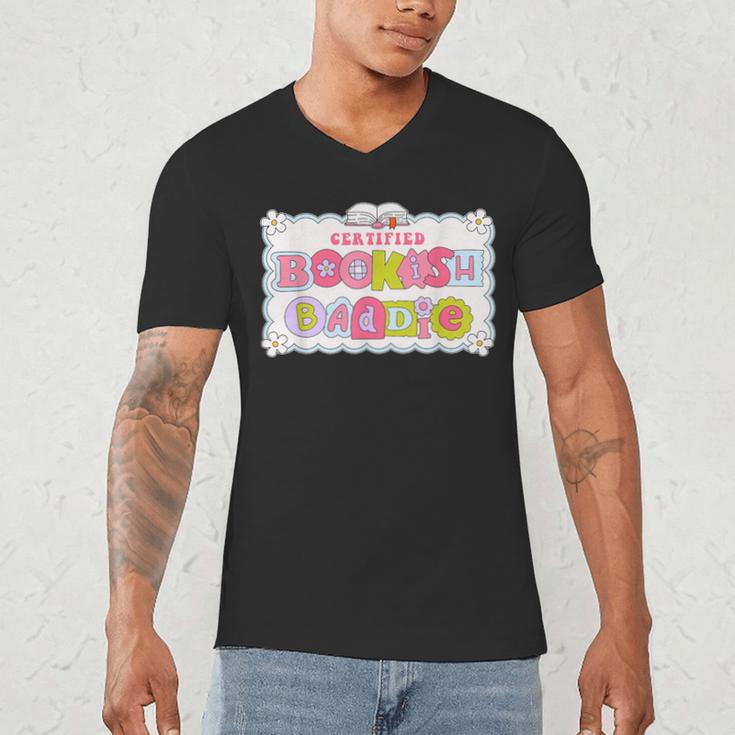 Certified Bookish Baddie Cute Book Lover Men's V-Neck T-Shirt