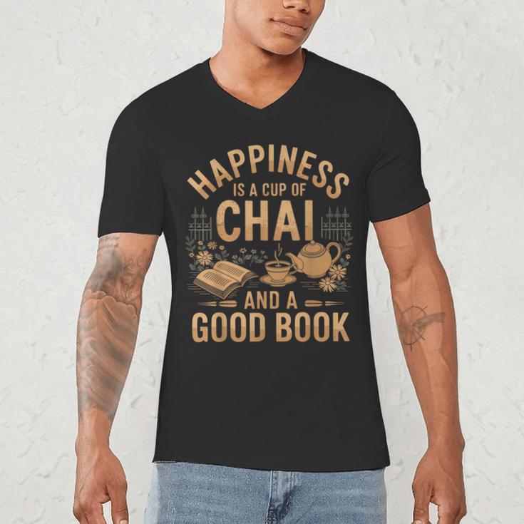 Chai And A Good Book Lover Reading Chai Tea Chai Latte Men's V-Neck T-Shirt Chai And A Good Book Lover Reading Chai Tea Chai Latte Men's V-Neck T-Shirt