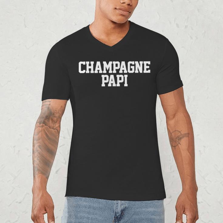 Champagne Papi Dad Father's Day Love Family Support Tee Men's V-Neck T-Shirt