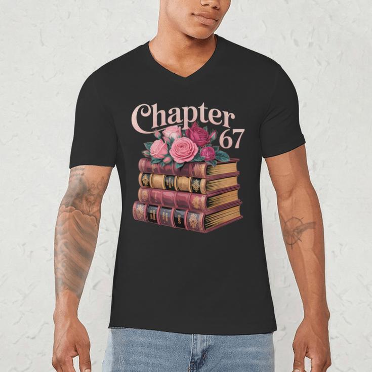 Chapter 67 Floral Book Stack Men's V-Neck T-Shirt