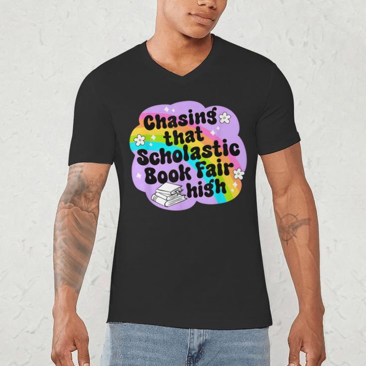 Chasing That Scholastic Book Fair High Book Lovers Men's V-Neck T-Shirt