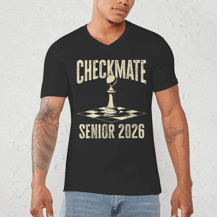 Checkmate Senior 2026 Chess Piece Class Of 2026 Graduation Men's V-Neck T-Shirt