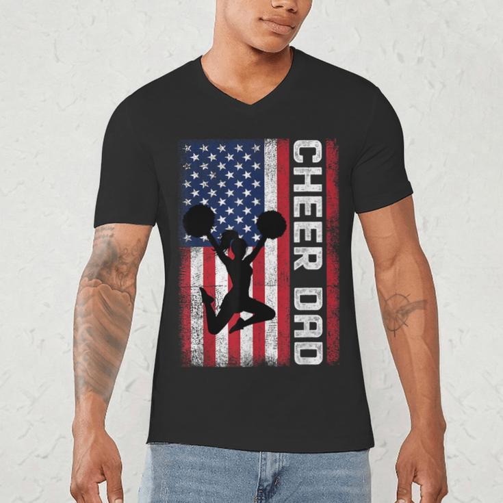 Cheer Dad American Flag Cheerleader Support Men's V-Neck T-Shirt