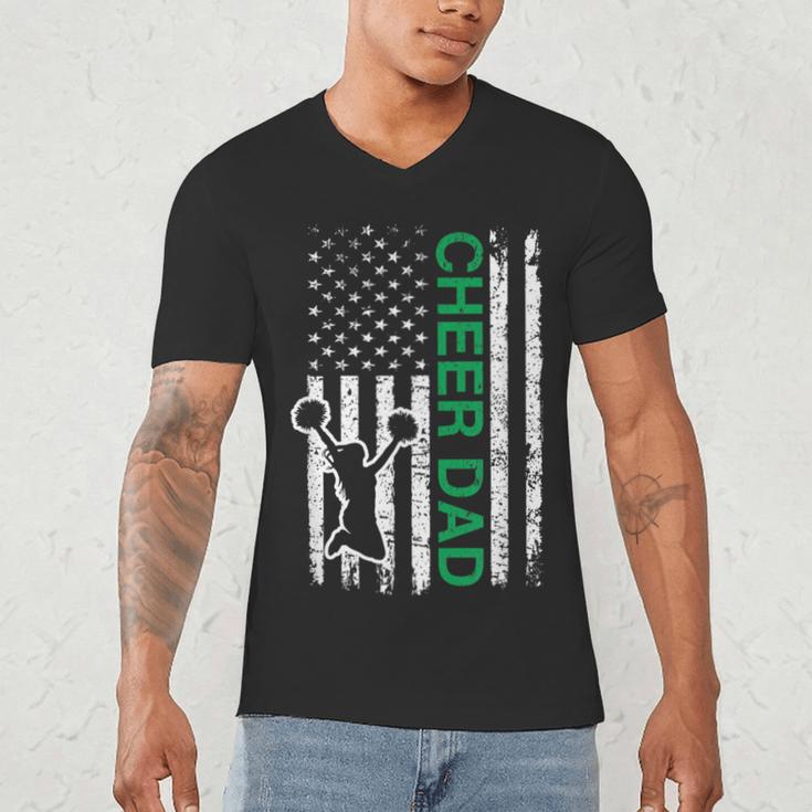Cheer Dad Flag Green Cheerleading Men's V-Neck T-Shirt