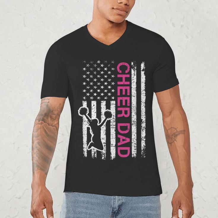 Cheer Dad Flag Pink Cheerleading Men's V-Neck T-Shirt