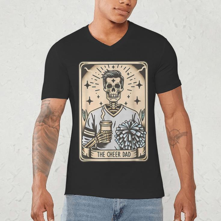 Cheer Dad Tarot Card Skeleton Cheerleading Fathers Day Men's V-Neck T-Shirt Cheer Dad Tarot Card Skeleton Cheerleading Fathers Day Men's V-Neck T-Shirt