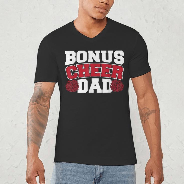 Cheer Stepdad Bonus Cheer Dad Red Men's V-Neck T-Shirt