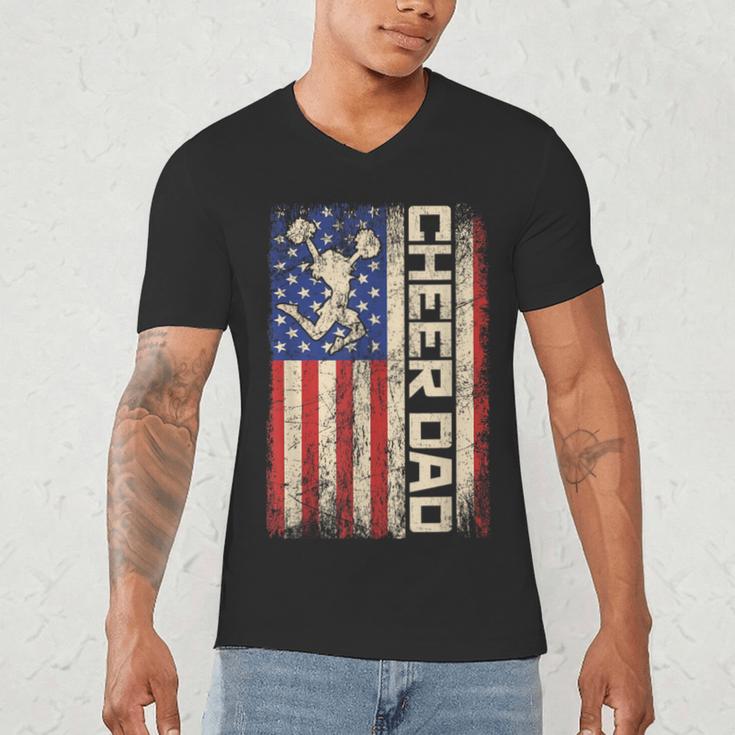 Cheerleader Dad Cheer Dad American US Flag Father Team Men's V-Neck T-Shirt