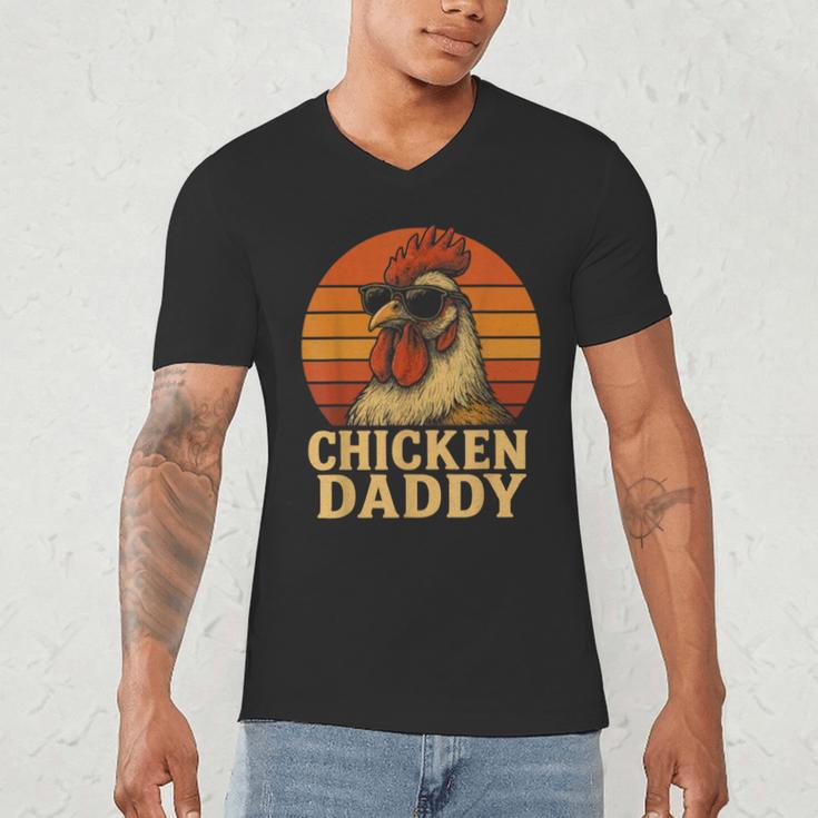 Chicken Daddy Vintage Chicken Dad Farmer Poultry Farmer Men's V-Neck T-Shirt