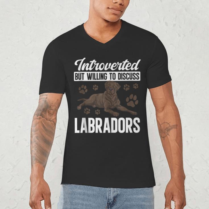 Chocolate Lab Dog Introvert Chocolate Labrador Retriever Men's V-Neck T-Shirt