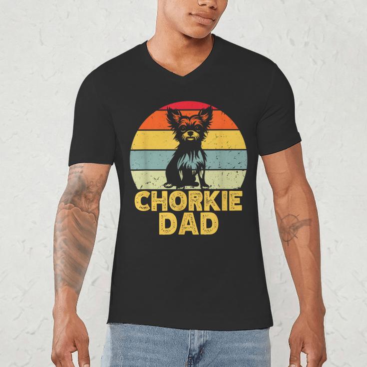 Chorkie Dad Retro Sunset Chihuahua Yorkie Mix Lover Men's V-Neck T-Shirt