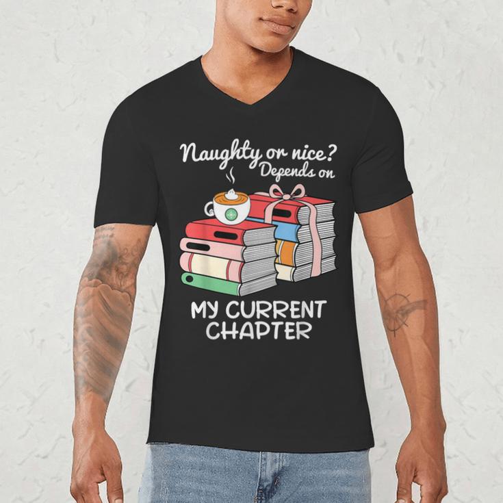 Christmas Book Lovers Naughty Or Nice Men's V-Neck T-Shirt Christmas Book Lovers Naughty Or Nice Men's V-Neck T-Shirt