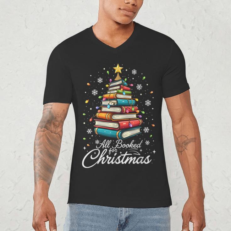 Christmas Book Tree Shirt Book Lover Librarian All Booked For Christmas Women's Christmas Book Lover Librarian Men's V-Neck T-Shirt Christmas Book Tree Shirt Book Lover Librarian All Booked For Christmas Women's Christmas Book Lover Librarian Men's V-Neck T-Shirt
